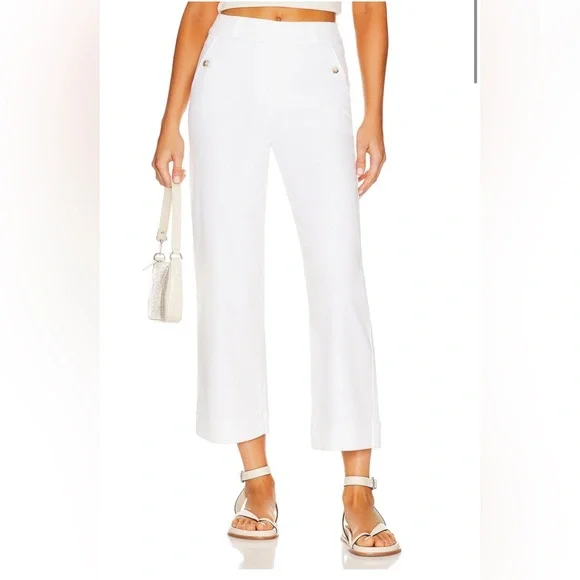 NWT - Spanx Stretch Twill Cropped Wide Leg Pant in Bright White - Picture 2 of 8